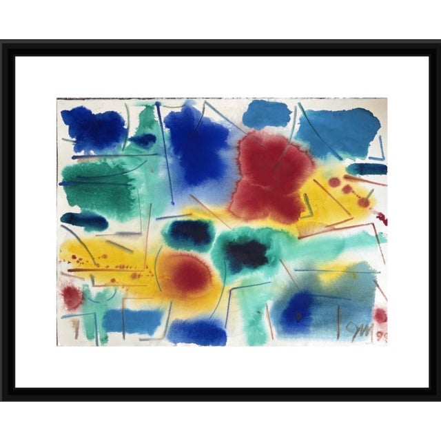 Blue James McCray Expressionist Watercolor Painting, 1985, Signed, #1, 22¼” X 31” For Sale - Image 8 of 9