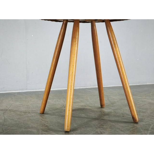 Rattan and Beech Side Table from Jan Kalous, Czechoslovakia, 1970s For Sale - Image 6 of 10