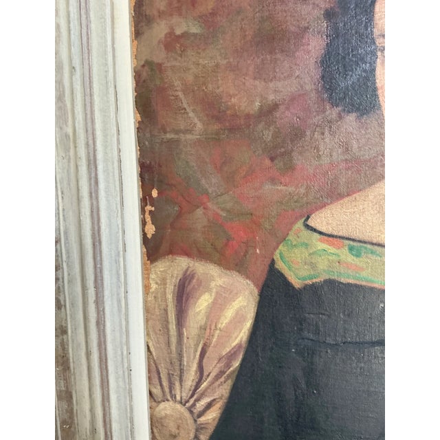 Brown Vintage Regency 1925 Original Portrait of a Lady For Sale - Image 8 of 12