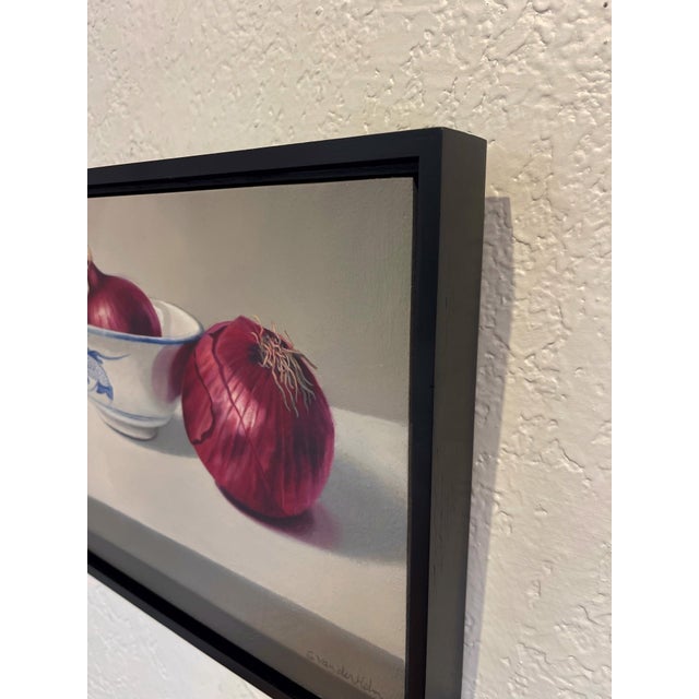 Realism Two Red Onions by Sarah van der Helm | Oil on Panel Still life of two red onions and a bowl. For Sale - Image 3 of 5