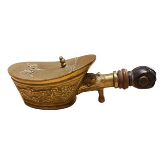 Rare Vintage Lidded Brass Chinese Silk Iron For Sale