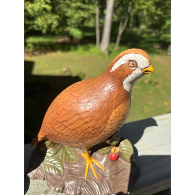 American Pair of Glazed Ceramic Bobwhite Quail For Sale - Image 3 of 12