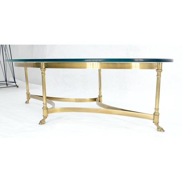 Oval 3/4" Glass top Brass Hoof Feet Coffee Center Table MINT For Sale - Image 18 of 18