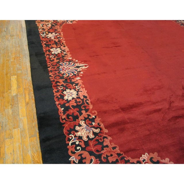 1920s Minimalist Red Rust Antique Walter Nichols Chinese Art Deco 9'3" X 12' For Sale - Image 4 of 7