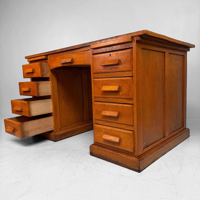 Mid-Century Modern French Double Pedestal Desk, 1950s For Sale - Image 3 of 14