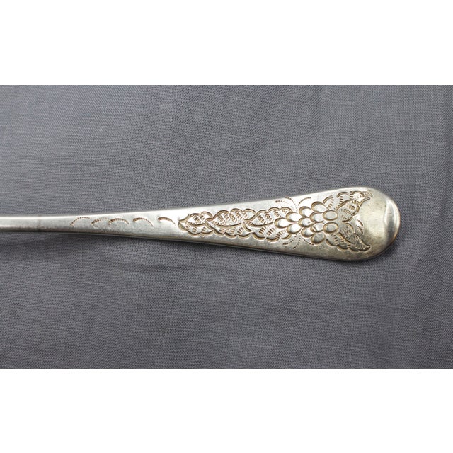 Silver Circa 1727-1760 English George II Sterling Silver and Gold Wash Pair of Tablespoons For Sale - Image 8 of 11