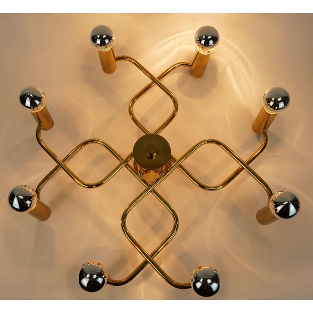 Large Vintage Sputnik Brass Ceiling Lamp, 1970s For Sale - Image 10 of 12