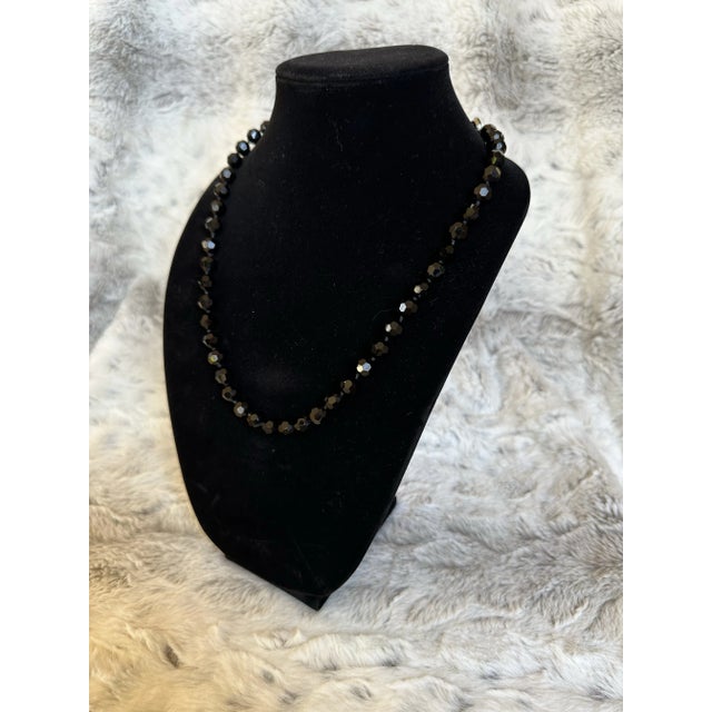 Vintage Black Faceted Glass Beaded Necklace For Sale - Image 9 of 9