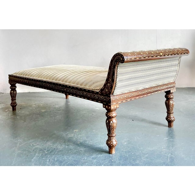Vintage Boho Inlay Chaise Lounge For Sale In West Palm - Image 6 of 10
