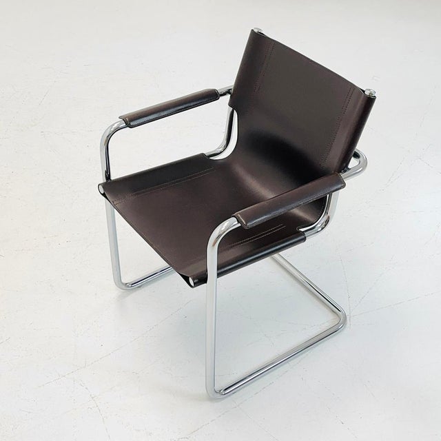 Bauhaus Vintage Visitor Chair in Brown Leather by Marcel Breuer, 1970s For Sale - Image 3 of 10