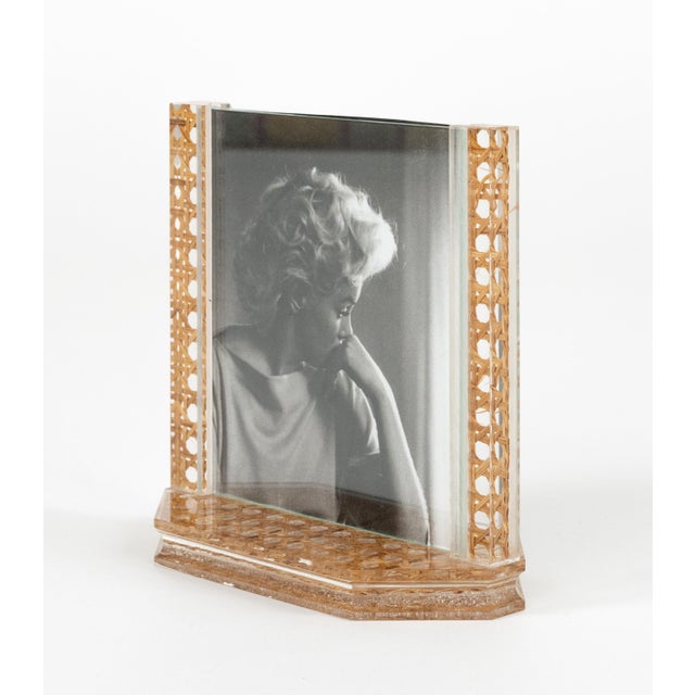 1970s Mid-Century Modern Acrylic & Rattan Picture Frame from Christian Dior, 1970s For Sale - Image 5 of 12