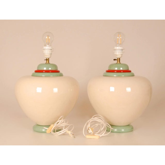 Vintage Table Lamps French Vase Lamps Mid Century Modern Ceramic Vase Lamps - A Pair For Sale - Image 6 of 10