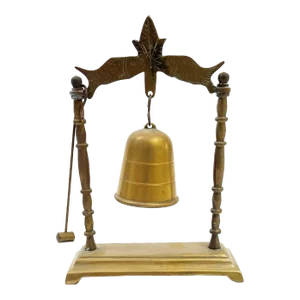 Mid Century Hanging Brass Bell and Mallet