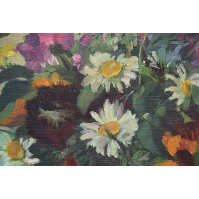 Kurt Lauber, Still Life with Wildflowers, 1955, Oil on Cardboard, Framed For Sale - Image 6 of 8