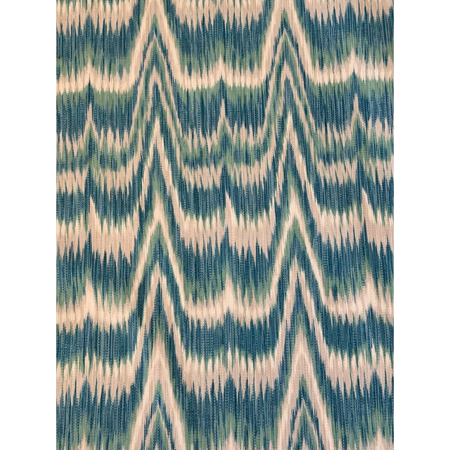 Traditional Schumacher Kamalia Ikat Print 3 Yards Aegean Fabric For Sale - Image 3 of 6