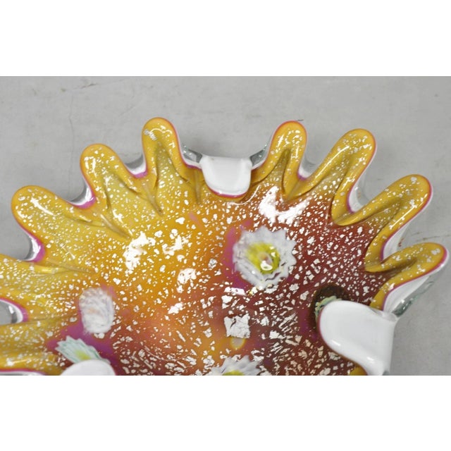 Mid 20th Century Vintage Murano Italian Art Glass Millefiori Clam Shell Candy Dish Bowl (A) For Sale - Image 5 of 13