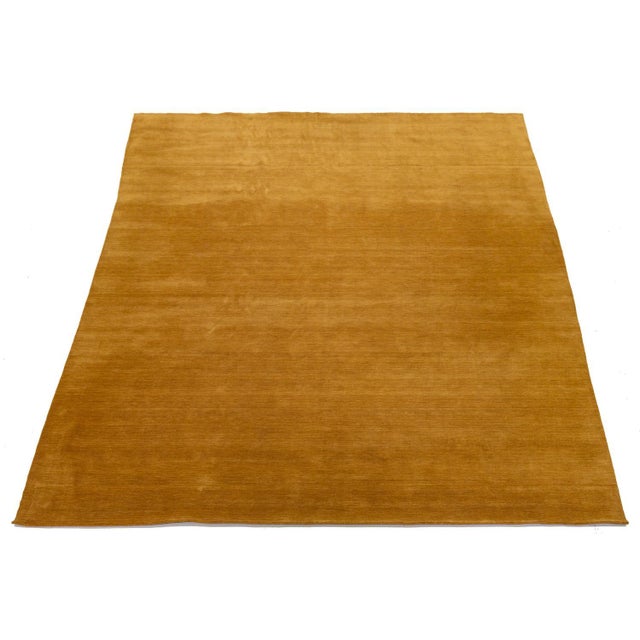 Modern Apadana's Modern Gabbeh Hand-Loom Wool Area Rug in Earthy Yellow-Orange. For Sale - Image 3 of 11