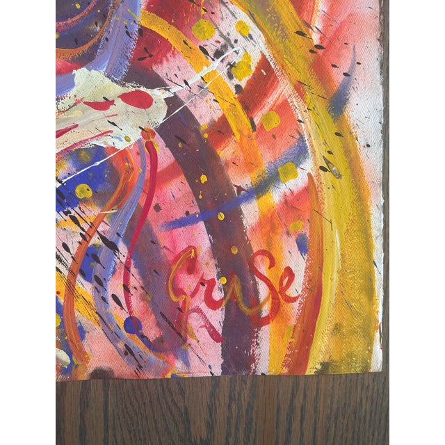 Royal Blue Hendrik Grise Signed Vintage Original Abstract Expressionist Painting For Sale - Image 8 of 8