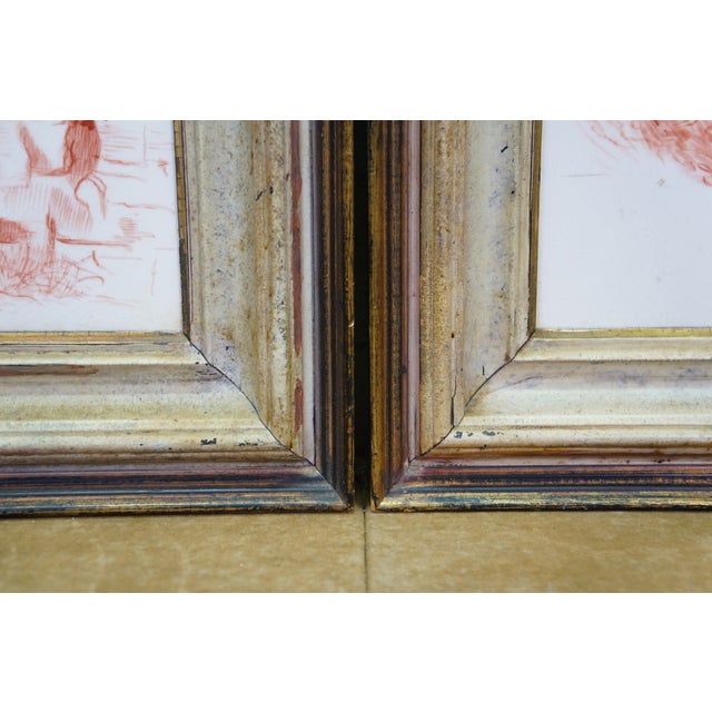 Antique 19th Century Victorian Monochrome Peasant Girls Framed Tiles 18" - Set of 2 For Sale - Image 4 of 13