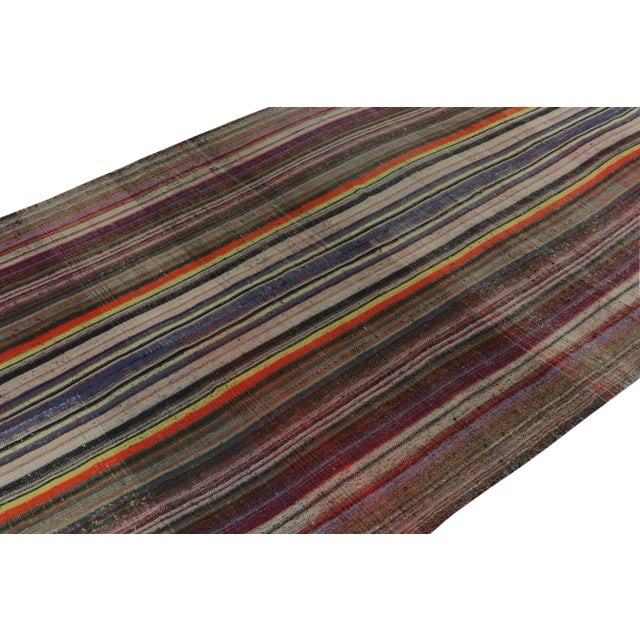 Rug & Kilim Handwoven Vintage Turkish Kilim Rug in Polychromatic Striped Pattern For Sale - Image 4 of 8