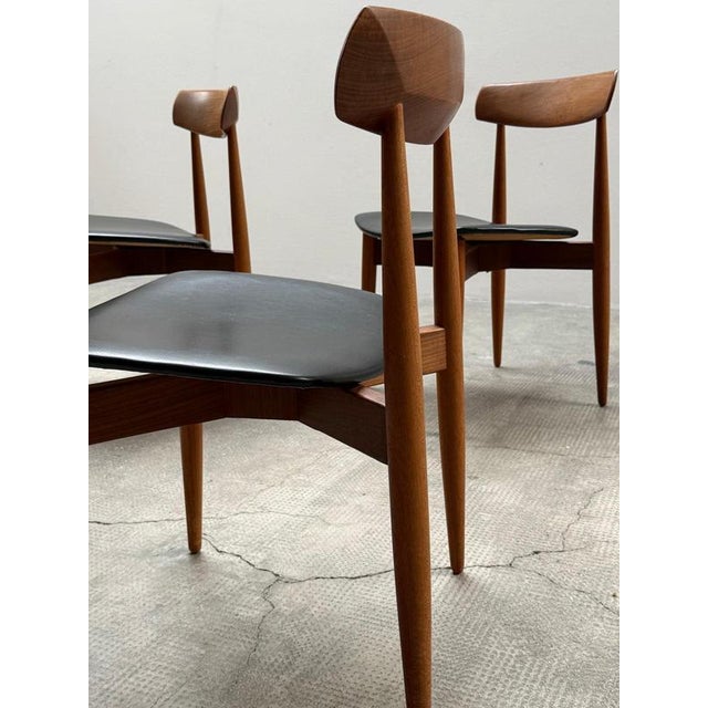 Vintage Dining Chairs in Teak and Black Leather by H.W. Klein for Bramin, Denmark, 1960s, Set of 4 For Sale - Image 11 of 16