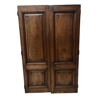 Antique Walnut Double-Panel Doors, 1700s, Set of 2 For Sale