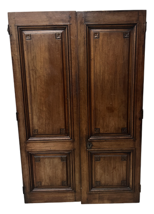 Antique Walnut Double-Panel Doors, 1700s, Set of 2