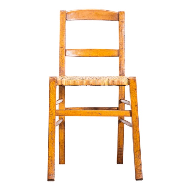 French Farmhouse Dining Chair with Woven Seat, 1950s For Sale