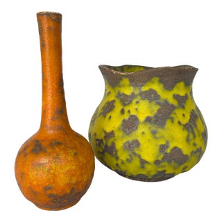 1970's Vintage Haeger Alrun Guest Pottery Lava Glaze Vases For Sale
