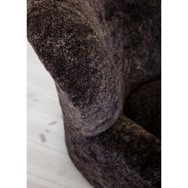 Set of Espresso Sheepskin the Tired Man Lounge Chair by Lassen For Sale - Image 6 of 16