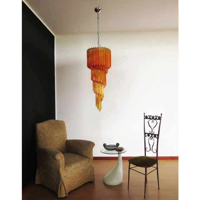 Vintage Italian Glass and Metal Chandelier, 1983 For Sale - Image 4 of 14