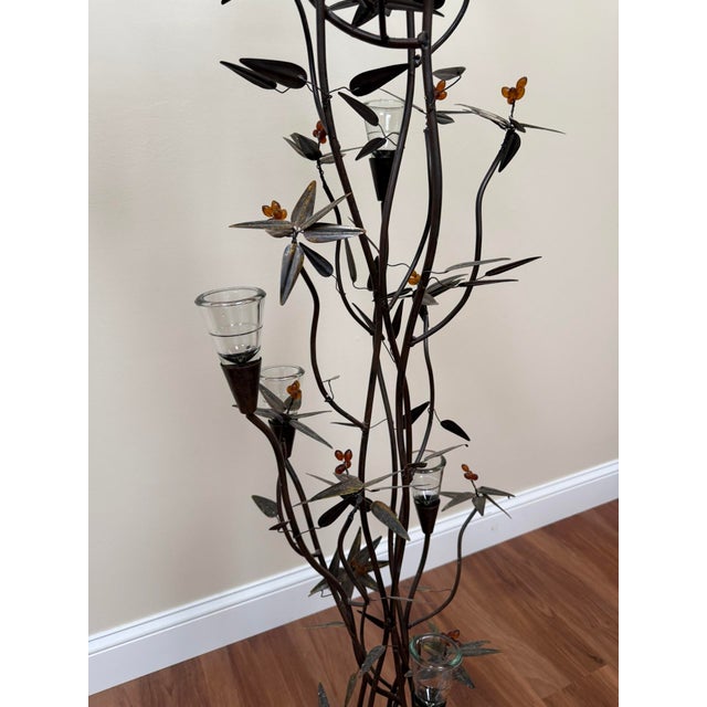 Vintage Wrought Iron Botanical Floor Candelabra For Sale - Image 9 of 18