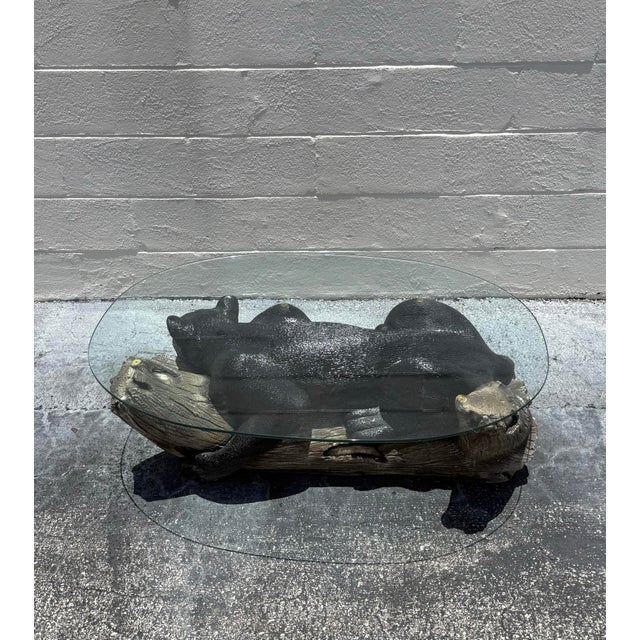 Vintage MCM Resin Crouching Cat/Black Panther Coffee Table For Sale - Image 9 of 9