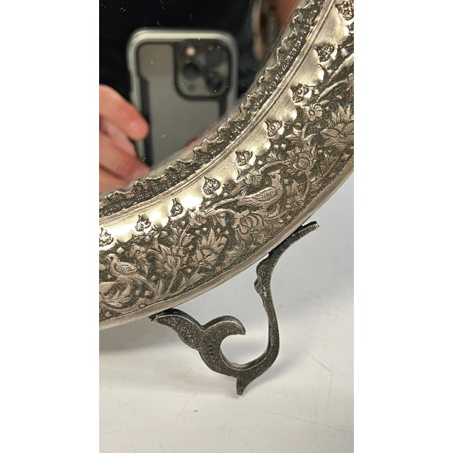Antique Persian Silver Tabletop Vanity MIrror For Sale - Image 10 of 11