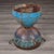 Sky Blue Hand-Forged Metal Hourglass Side Table With Wood Top For Sale - Image 8 of 11