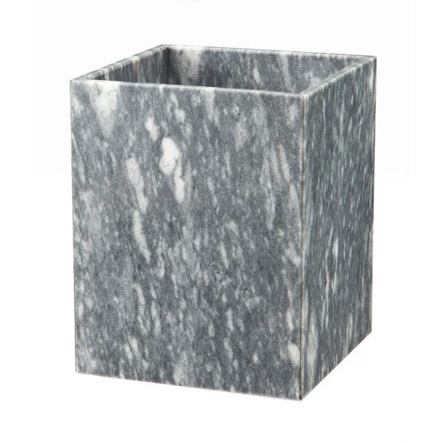 Modern Gray Marble Waste Bin For Sale - Image 3 of 3