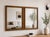 Large Vintage Mid Century Modern Mirror | Walnut Rattan Mirror C. 1960's For Sale - Image 4 of 9