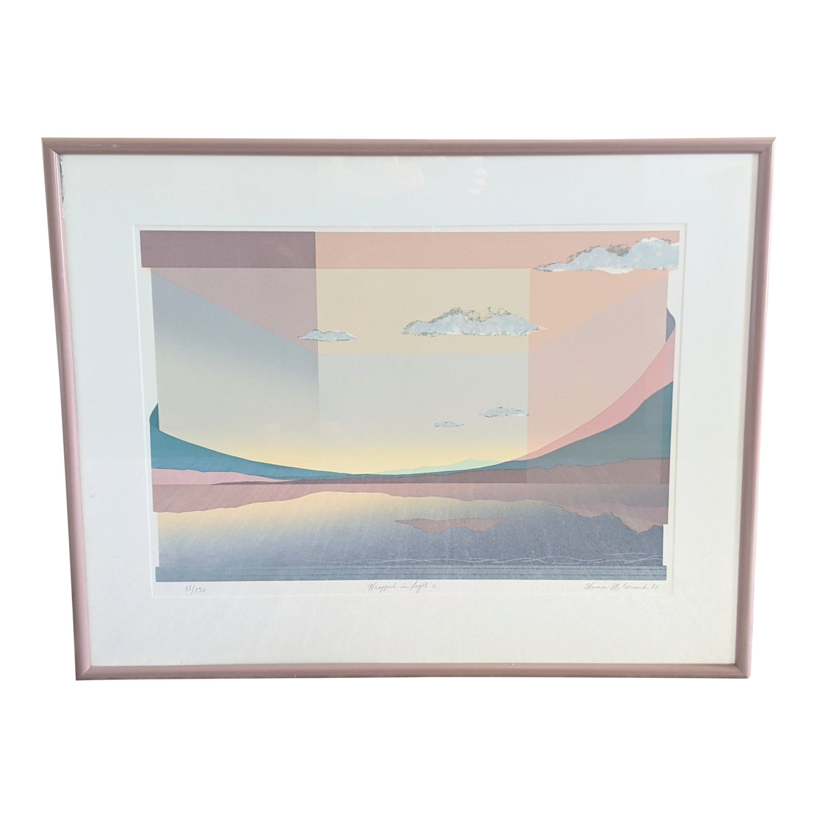 Vintage Postmodern Landscape Serigraph Signed and Dated by Alvena