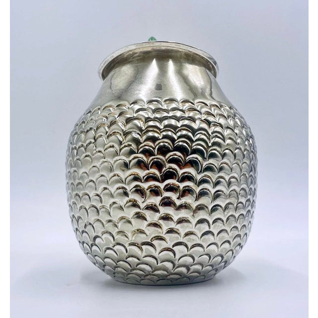 1960s Los Fajardo Taxco Toucan Pitcher Malachite Silver Plate For Sale - Image 9 of 18