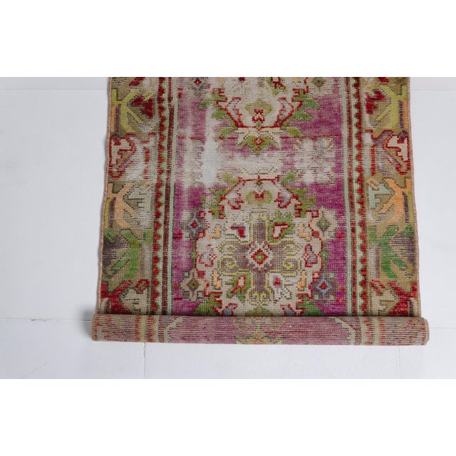 1960s Vintage Wool Turkish Handmade Runner For Sale - Image 5 of 10