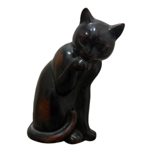 Vintage Mid-Century Modern Fitz & Floyd Black Cat Ceramic Figurine