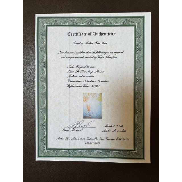 Victor Anufriev Original Painting "Wings of Desire", Certificate For Sale - Image 12 of 12