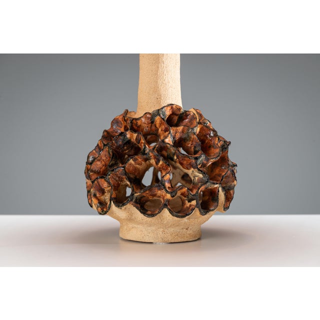 Beige Ceramic Decorated Table Lamp, 1960s For Sale - Image 8 of 11