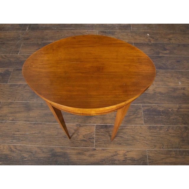 French Neoclassical Style 19th Century Walnut Table with Oval Top, Tapered Legs For Sale In Atlanta - Image 6 of 12