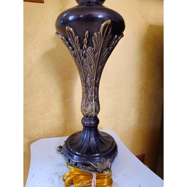 Stiffel Mid 20th Century Brass and Chocolate Metal Banquet Table Lamp by Stiffel For Sale - Image 4 of 12