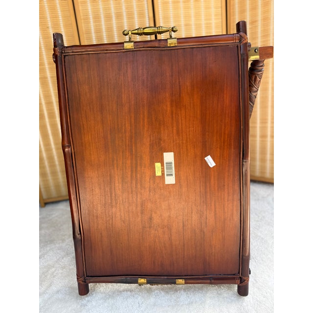 Brown Vintage Ralph Lauren Home Butler's Tray Table | British Colonial Rattan & Brass For Sale - Image 8 of 18