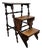 Mid-Century Italian Carved Walnut Wood and Leather Folding Three-Step Library Ladder, 1950s For Sale