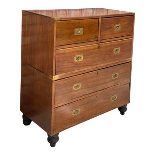 English Mahogany Campaign Chest For Sale