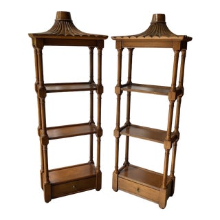 Asian Chinoiserie Pagoda Shelves - A Pair For Sale