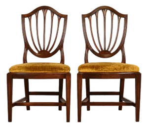 Ethan Allen Federal Mahogany Shield Back Side Chairs or Dining Chairs, Pair